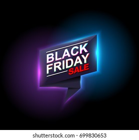 black friday sale neon vector banners. illustration.