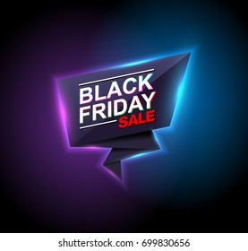 black friday sale neon vector banners. illustration.