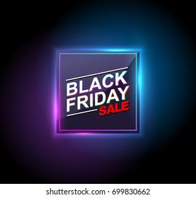 black friday sale neon vector banners. illustration.