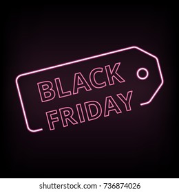 Black friday sale neon vector banner with electric letters