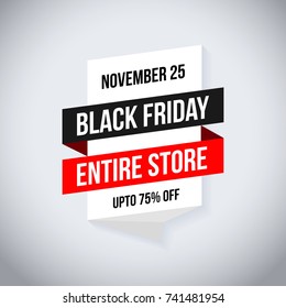 Black Friday Sale. New Creative Typography on White Background. 75% off. 25 November