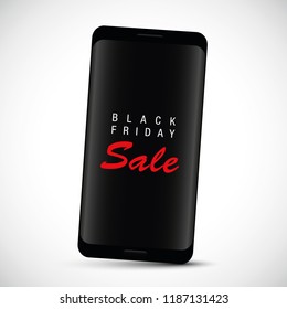 Black Friday sale new modern smartphone advertising vector illustration