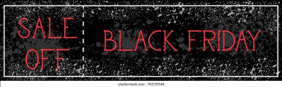 Black Friday Sale Off Horizontal Poster Background Grunge Paint Splatter Discount Banner Design Vector Illustration