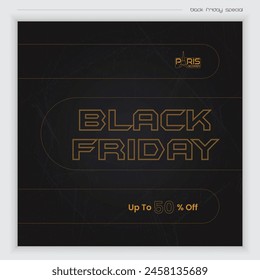 Black Friday sale offer luxury typography social media post design.