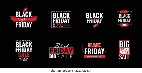 Black Friday sale offer sign, symbol, and bundle for social media, website, banner, etc. Vector design.