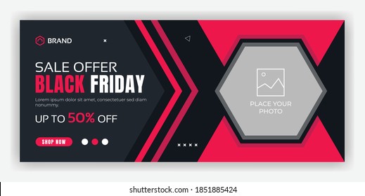 Black Friday Sale Offer Web Banner & Facebook Cover Design Template	