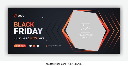 Black friday sale offer web banner & facebook cover design template	