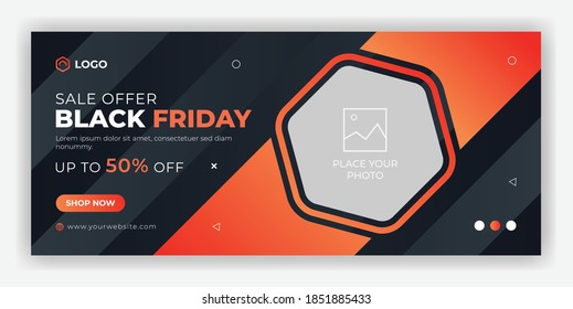 Black friday sale offer web banner & facebook cover design template	