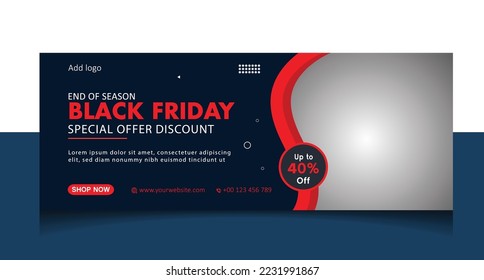 Black friday sale offer web banner and facebook cover design template