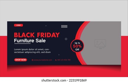 Black friday sale offer web banner and facebook cover design template