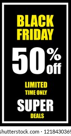 Black Friday. Sale Offers: up to 50% Off . Vector illustration.