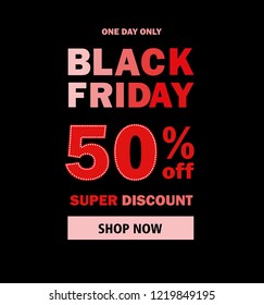 Black Friday. Sale Offers: up to 50% Off . Vector illustration.