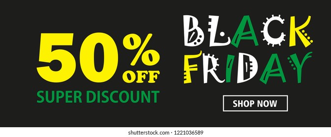 Black Friday. Sale Offers: up to 50% Off . Vector illustration.