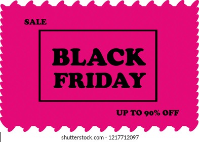 Black Friday. Sale Offers: Up to 90% Off . Vector illustration.