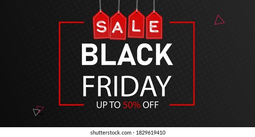 Black Friday sale on black background and red frame.