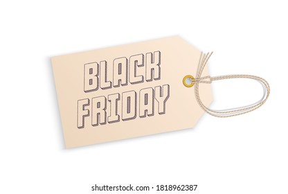 Black friday sale on a cardboard tag