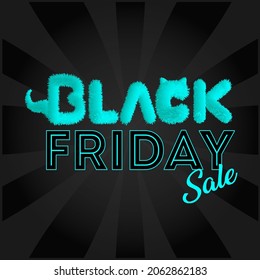 Black Friday Sale on dark background with special plush blue text for Petstore