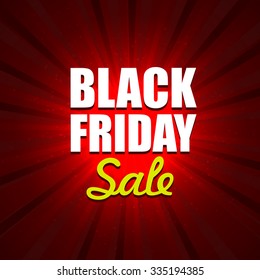 Black Friday Sale on Red Background Design Element. Vector