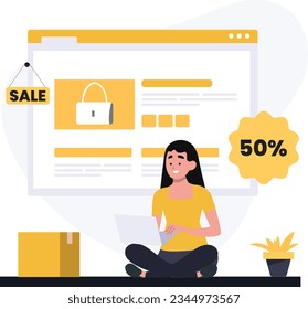 Black Friday Sale Online Shopping Illustrations