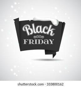 Black Friday Sale origami banner. Vector.