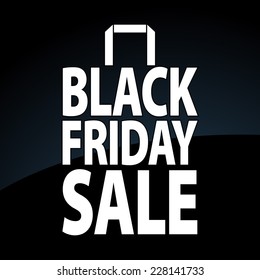 Black Friday Sale Paper Bag Icon. Black Background.