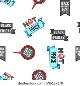 Black Friday sale pattern. Cartoon illustration of Black Friday sale vector pattern for web