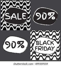 Black friday sale pattern. Ipanema pattern. 90% discount.