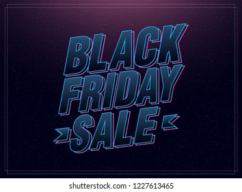 Black friday sale pink and blue italic letters on confetti abstract background. Logo advertising for seasonal offer design concept. vector illustration