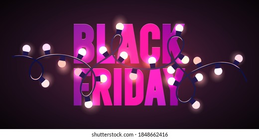 Black friday sale pink lights flyer template