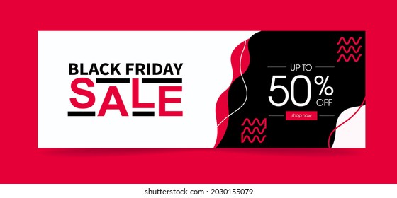 Black friday sale. In pink and black toness. With 50 percent and button. Vector Template banner