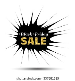 Black Friday Sale pointy Banner with gold text