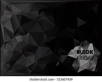 Black Friday sale polygonal background. Shopping discounts promotion. Advertising banner with space for text. vector illustration.