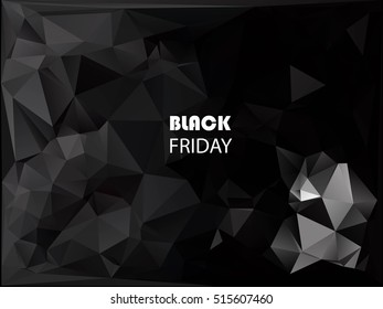 Black Friday sale polygonal background. Shopping discounts promotion. Advertising banner with space for text. vector illustration.