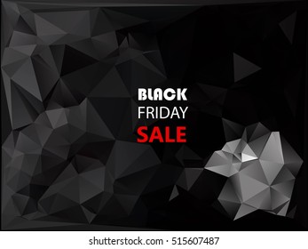 Black Friday sale polygonal background. Shopping discounts promotion. Advertising banner with space for text. vector illustration.