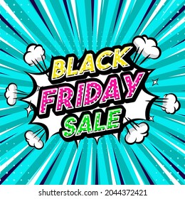 Black Friday Sale Pop Art Style Phrase Comic Style