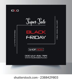 Black friday sale post banner for social media and web media vector illustration