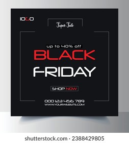 Black friday sale post banner for social media and web media vector illustration