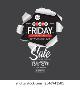 Black Friday sale post design Torn Curved Wrapped Paper 
