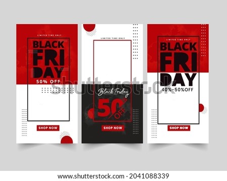 Black Friday Sale Post Or Template Design With Discount Offers In Three Options.
