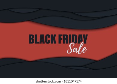 Black Friday sale poster with abstract paper cut shapes.