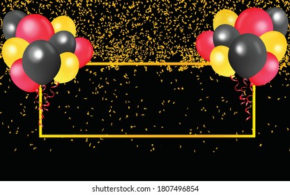 black friday sale poster background with confetti and balloons