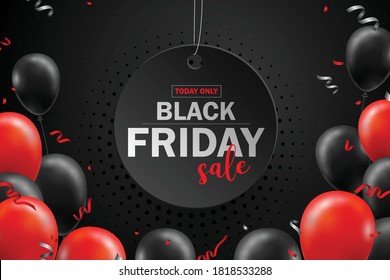 Black Friday Sale Poster with black balloons for Retail, Shopping, or Black Friday Promotion style