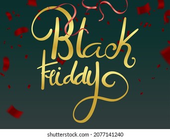 Black Friday Sale Poster with balloons for Retail,Shopping or Black Friday Promotion. Modern design.Universal  