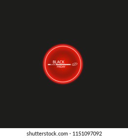 Black Friday sale poster or banner. Glowing colorful circle with red light effect on black abstract background. Design template for shopping