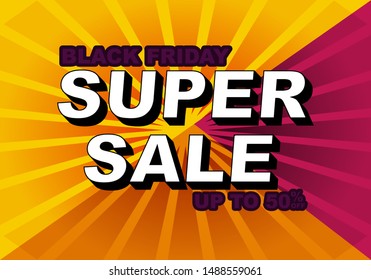 Black Friday Sale Poster banner with super sale.