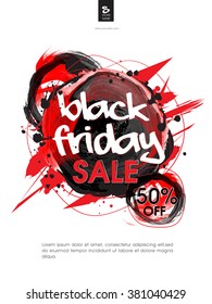 Black Friday Sale Poster, Banner or Pamphlet with 50% discount offer.