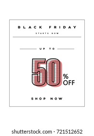 Black friday sale poster or banner vector template with creative retro typography with polka dots. Holiday season sale, special offer. Eps10 vector illustration.