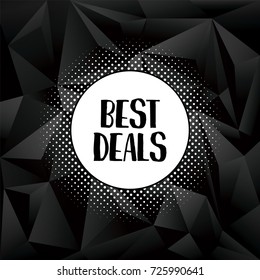 Black friday sale poster or banner vector template with creative retro handwritten typography with halftone shadow, polygonal background. Holiday season sale, special offer. Eps10 vector illustration