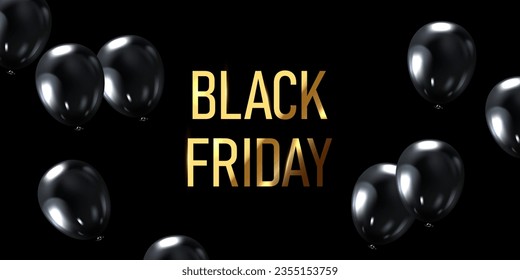 black friday sale poster with beautiful black balloons Elegant vector illustration.