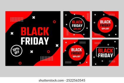 Cartel de la venta del viernes negro con diseño rojo y negro audaz